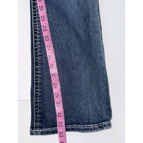 Express Jeans Stella Low Rise Boot Womens 8 Blue Denim Stretch Y2K Style Flare - Picture 11 of 16